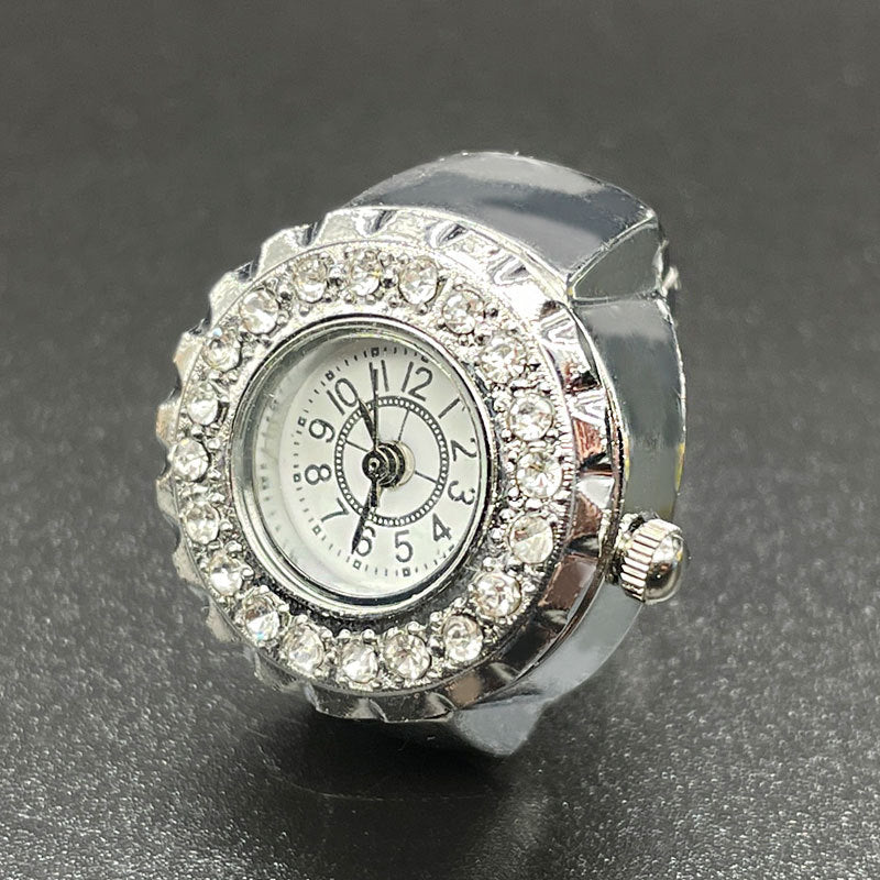 Reloj de anillo de diamantes de acero inoxidable al por mayor